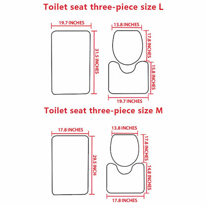 Witch Pentagram Roses - 3 Pieces Bathroom Mats Set