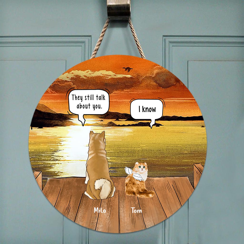 Dog Cat Memorial - Personalized Dog Round Wood Sign