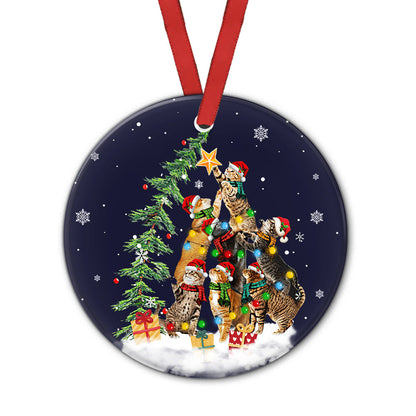 Cats Christmas Tree - Cat Ornament (Printed On Both Sides) 1022
