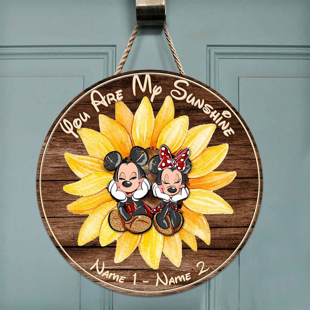 You Are My Sunshine - Personalized Mouse Round Wood Sign