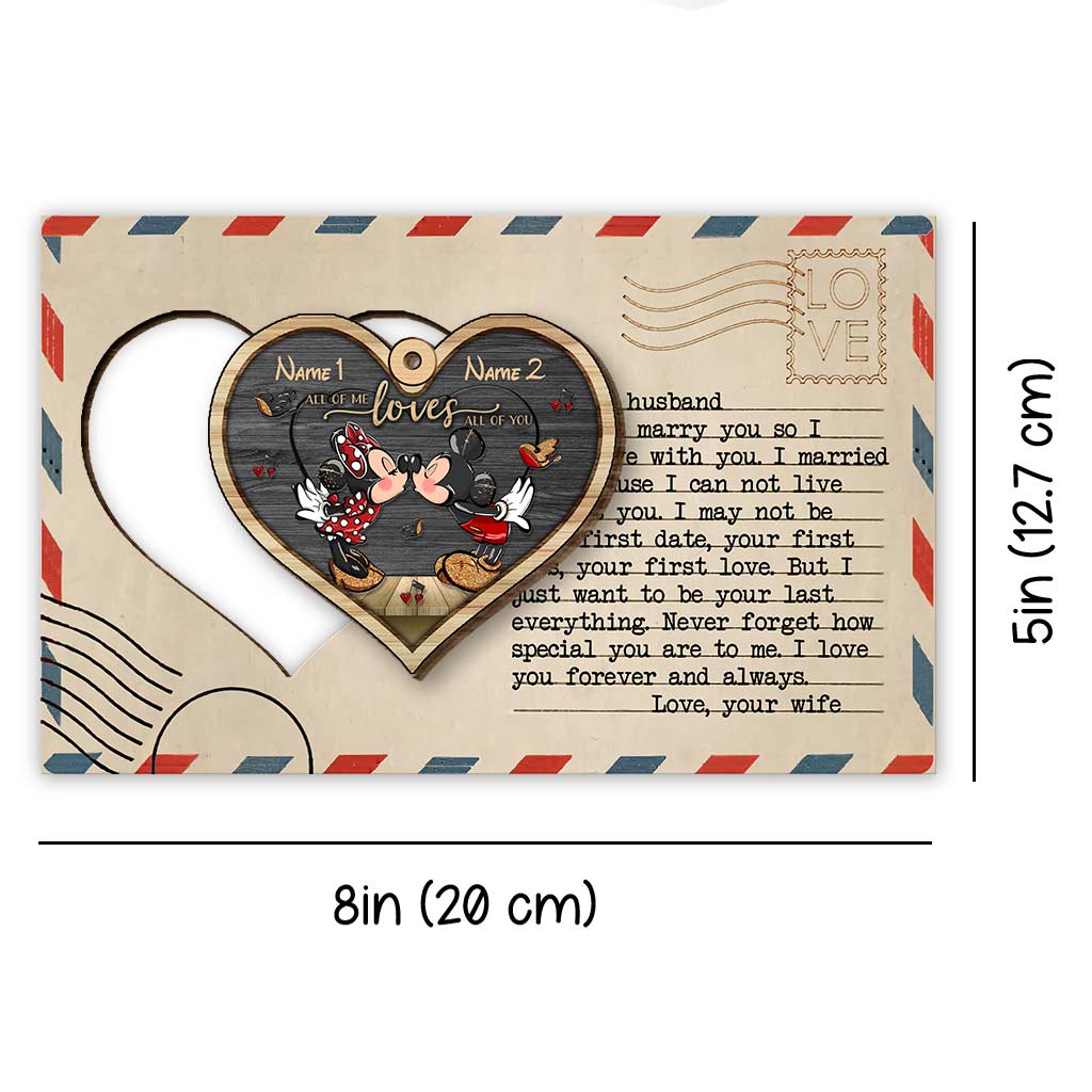 To My Love Mouse Ears Couple - Personalized Christmas Mouse Wooden Card Pop Out Ornament