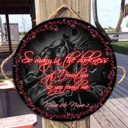 So Many In The Darkness - Personalized Couple Nightmare Round Wood Sign