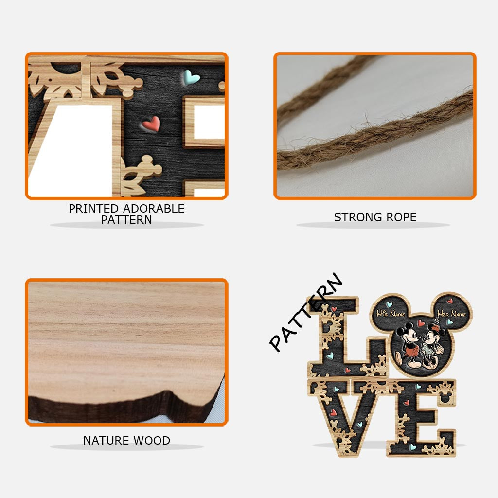 Mouse Ears Couple - Personalized Couple Mouse Wood Sign