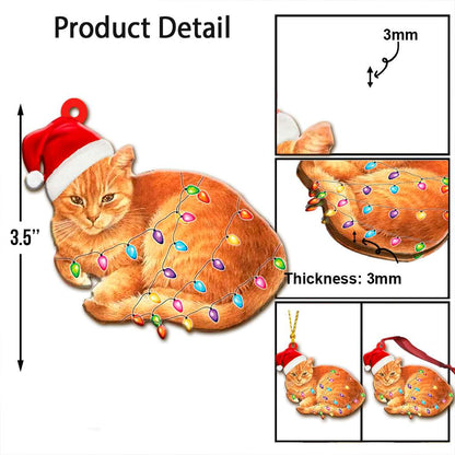 Christmas Light Orange Cat Cute - Cat Ornament (Printed On Both Sides) 1122