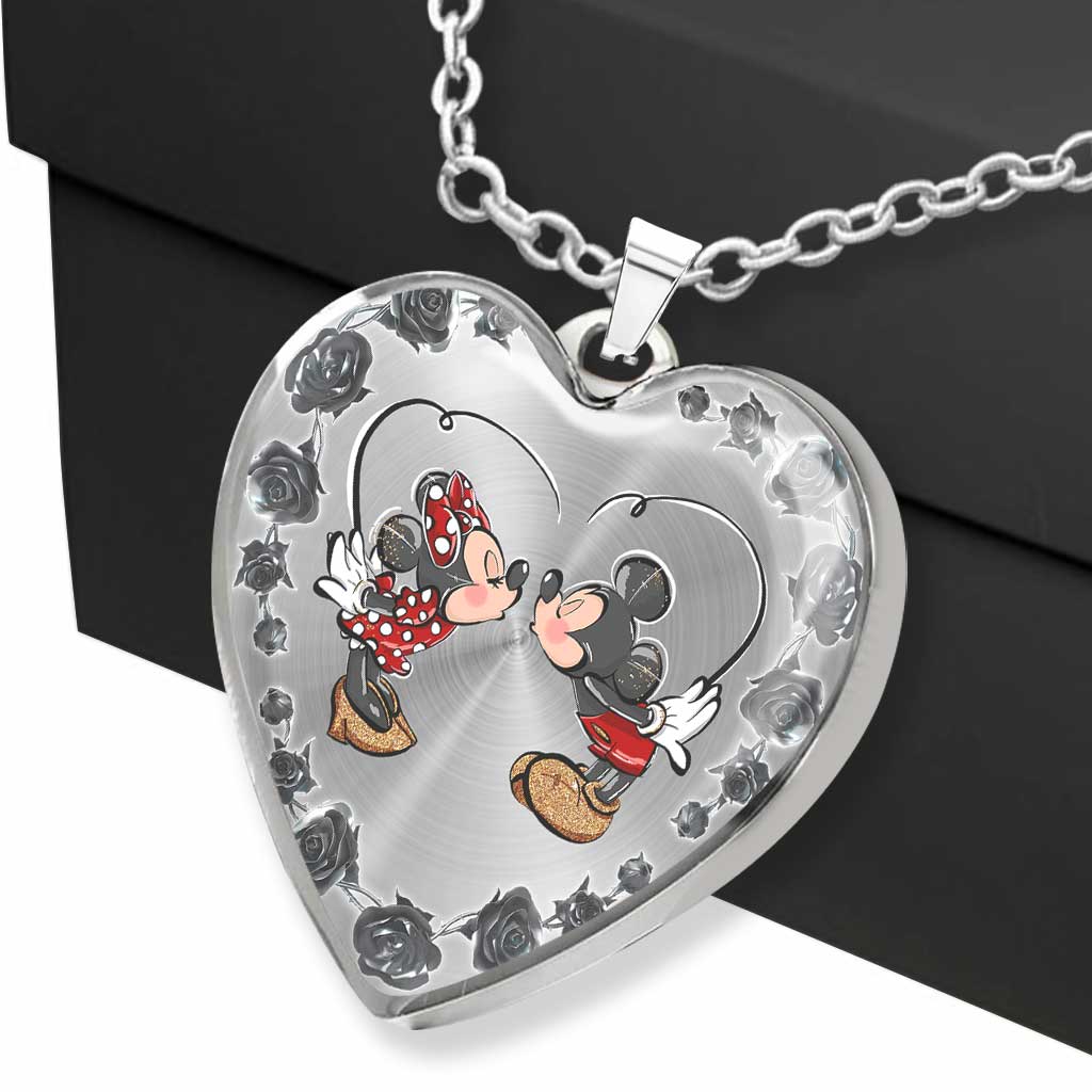 To My Wife - Personalized Couple Mouse Heart Pendant Necklace