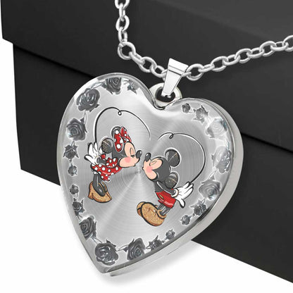 To My Wife - Personalized Couple Mouse Heart Pendant Necklace
