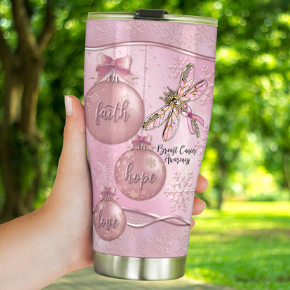 Faith Hope Love - Breast Cancer Awareness Tumbler With Metal Pattern Print 0622