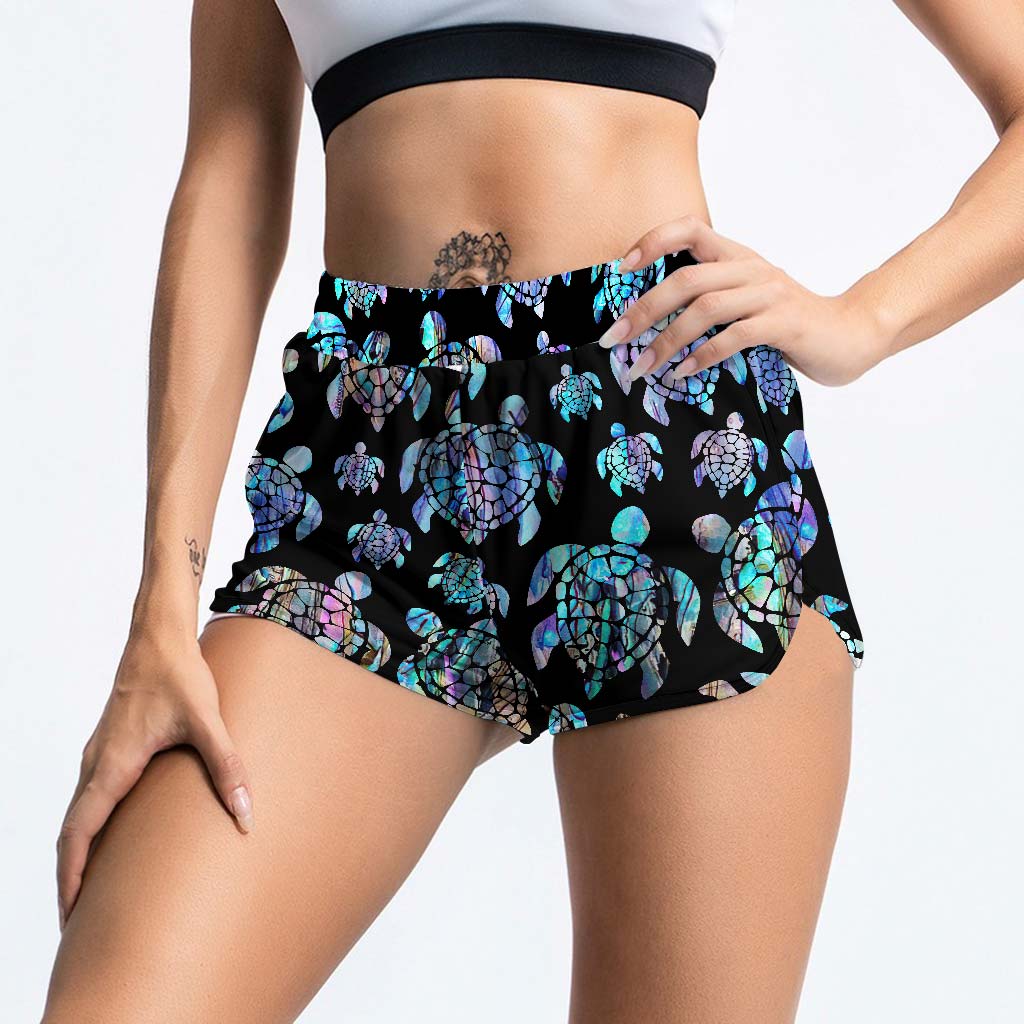 Salty Lil' Beach - Personalized Turtle Cross Tank Top and Women Shorts