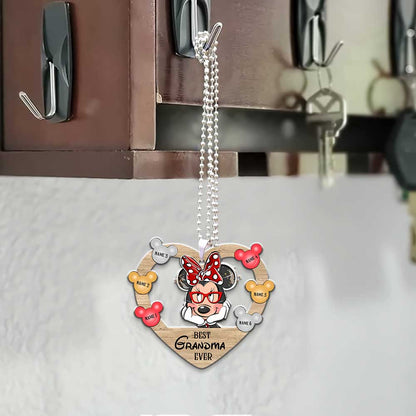 Best Grandma Ever - Personalized Mouse Car ornament (Printed On Both Sides)