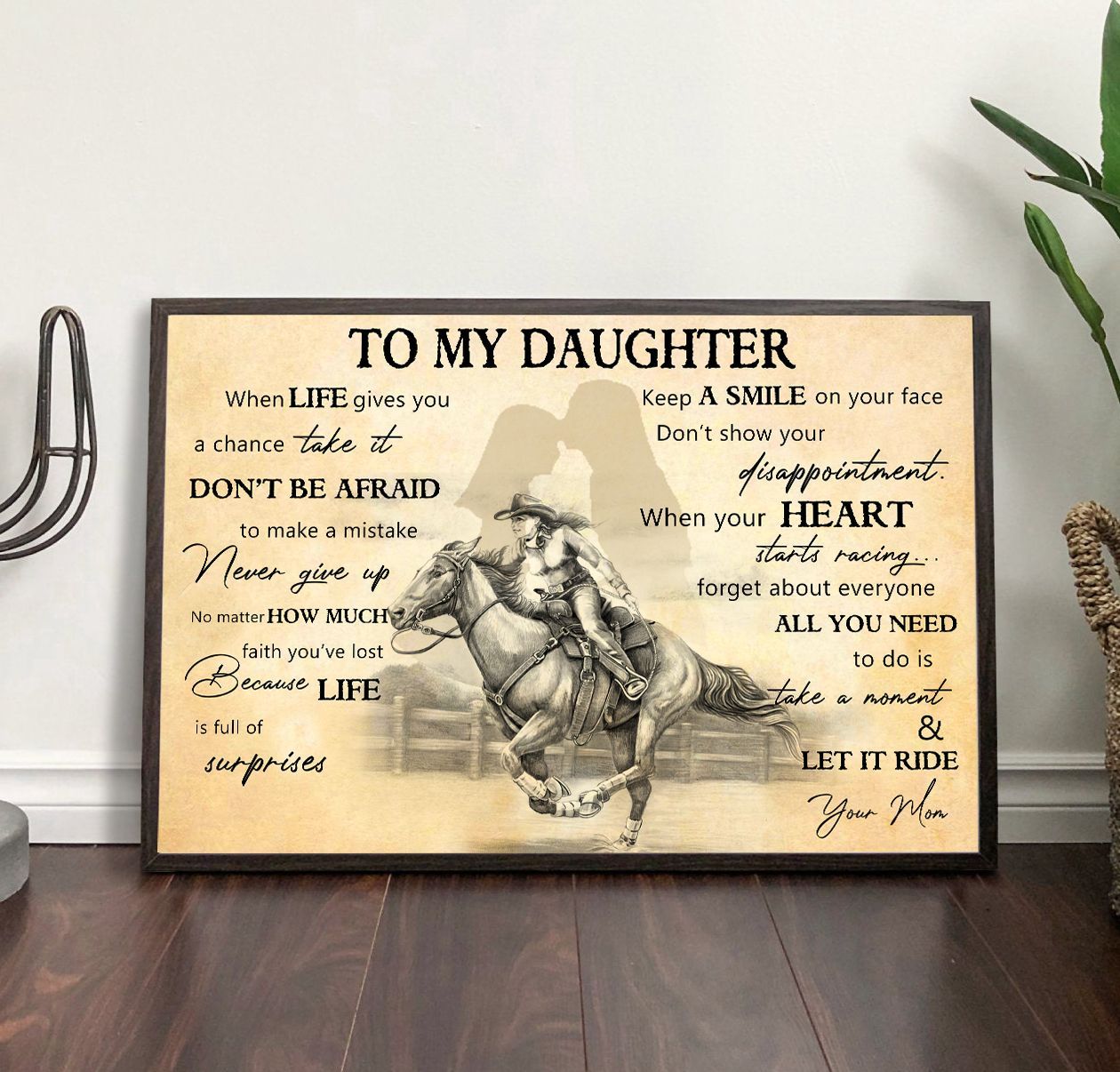 Girl Horse Riding To My Daughter Horse Canvas and Poster 0523
