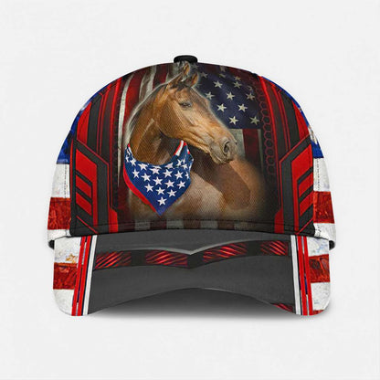 Horse US Flag - Horse Classic Cap 0921