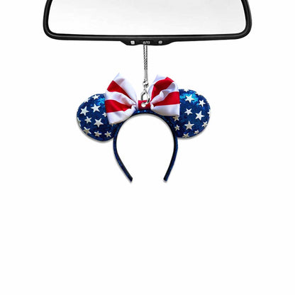 Happy 4th Of July - Independence Day Mouse Car Ornament With 3D Pattern Print (Printed On Both Sides)