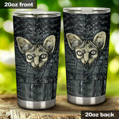 Cat Leather Pattern Print Cat Tumbler 0622