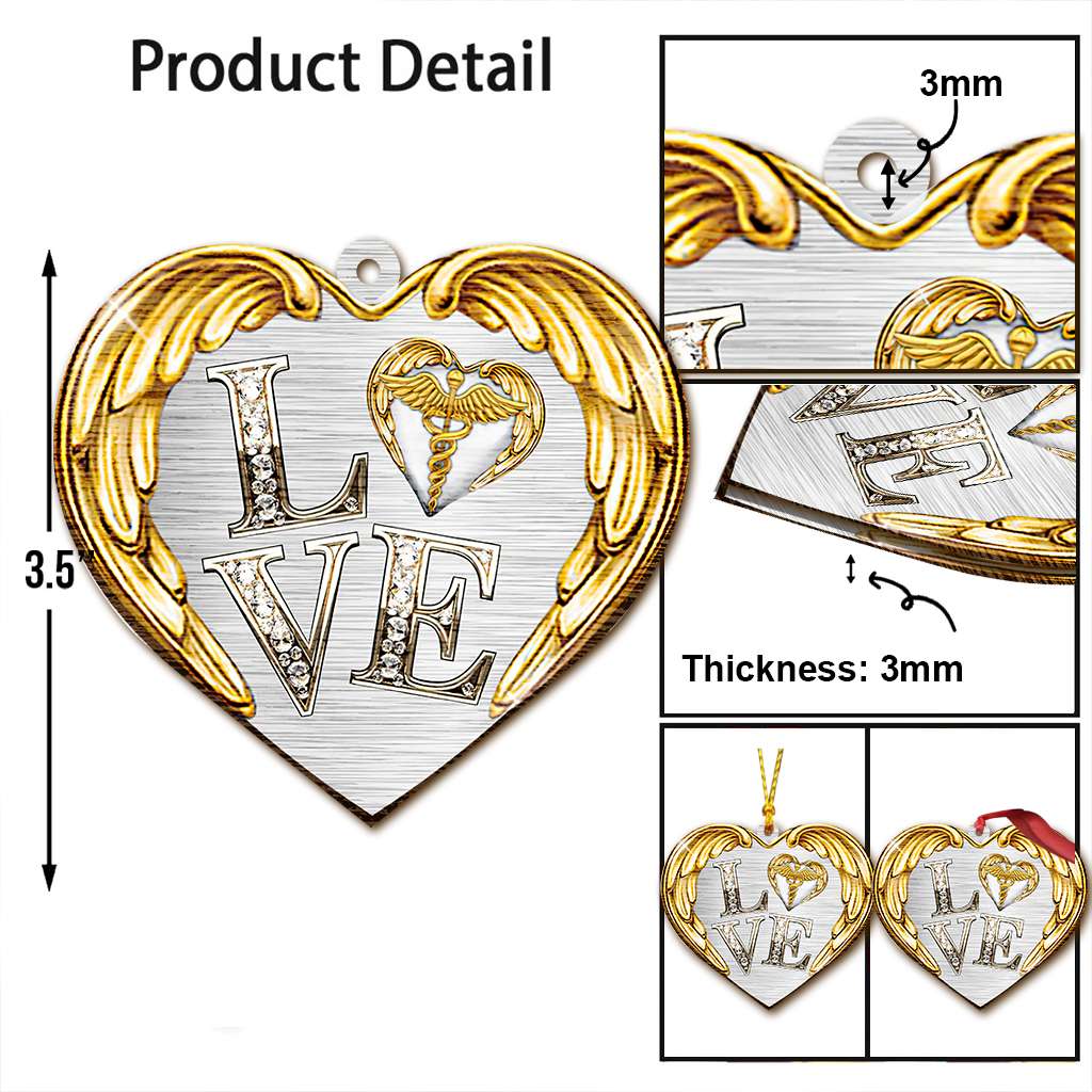 Love Nurse Heart Jewelry - Nurse Ornament (Printed On Both Sides) 1122