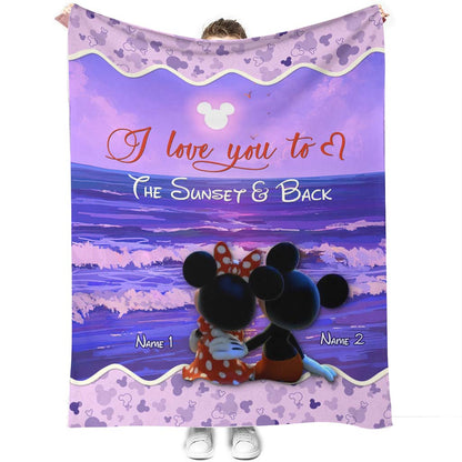 I Love You To The Sunset And Back - Personalized Couple Mouse Blanket