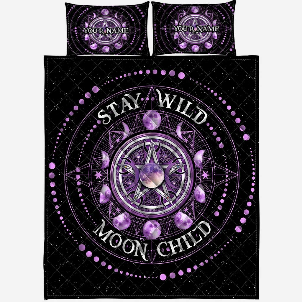 Stay Wild Moon Child - Personalized Halloween Witch Quilt Set