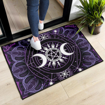 Triple Moon Pentagram Wicca - Witch Doormat 0822