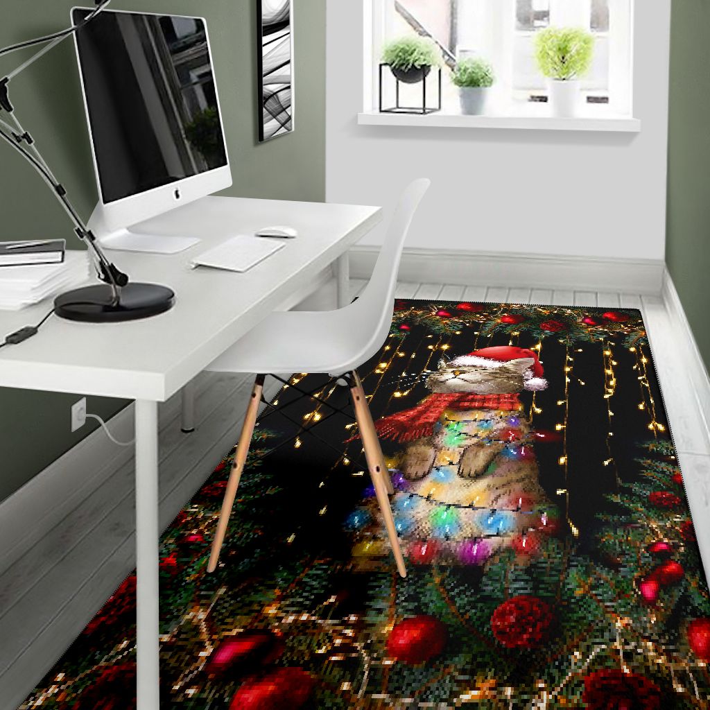Meowy Christmas Cat Rug 0622