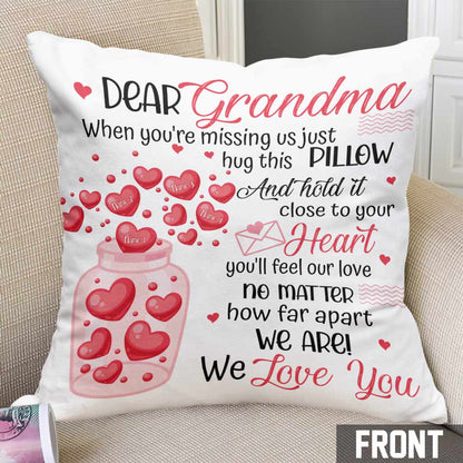 Bottle Of Hearts Mom Grandma - Personalized Throw Pillow