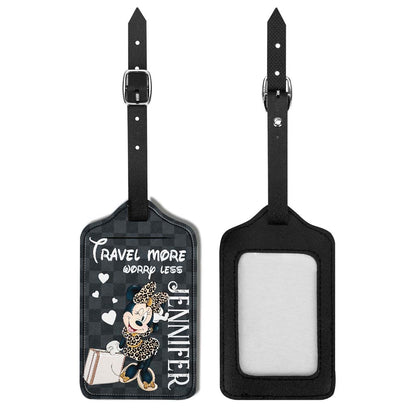Travel More Worry Less - Personalized Mouse Leather Luggage Tag