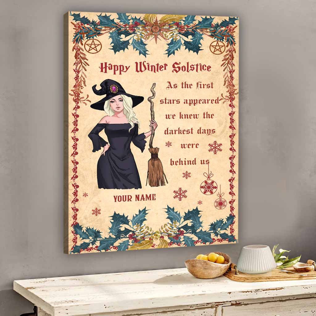 Happy Winter Solstice - Personalized Christmas Witch Canvas And Poster