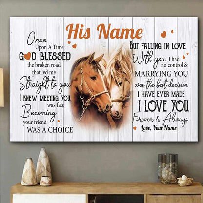 God Blessed The Broken Road - Personalized Couple Horse Canvas And Poster