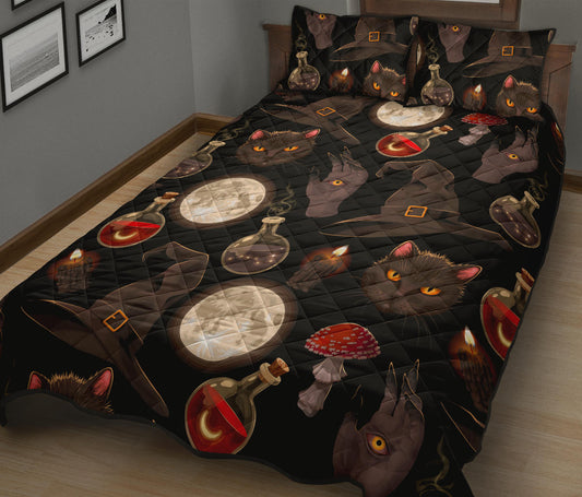 Occult Cat Gothic Witch Bed Set - Witch Quilt Set 0822