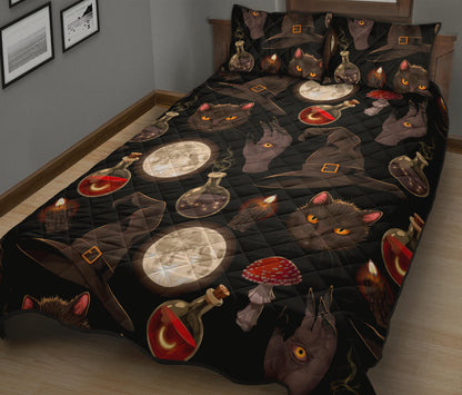Occult Cat Gothic Witch Bed Set - Witch Quilt Set 0822