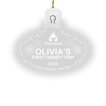 Cast Member Name Tag Ornament - Personalized Mouse Led Acrylic Ornament