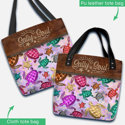 Salty Soul Colorful Turtles Leopard - Personalized Tote Bag