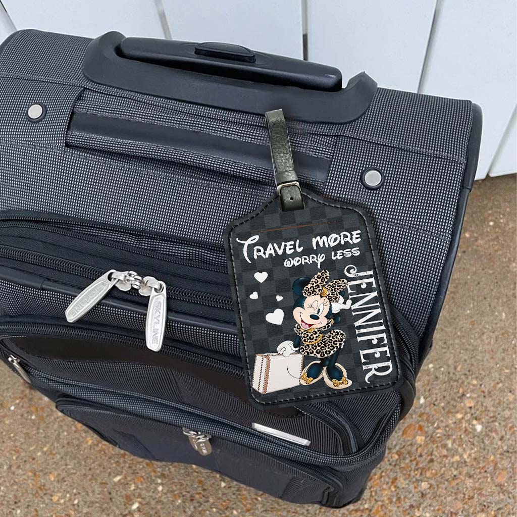 Travel More Worry Less - Personalized Mouse Leather Luggage Tag