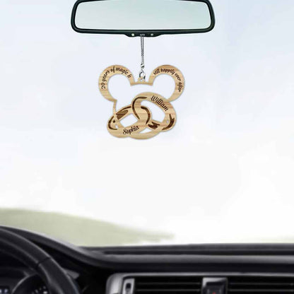 Years Of Magic Happily Ever After - Personalized Couple Mouse Car Ornament (Printed On Both Sides)