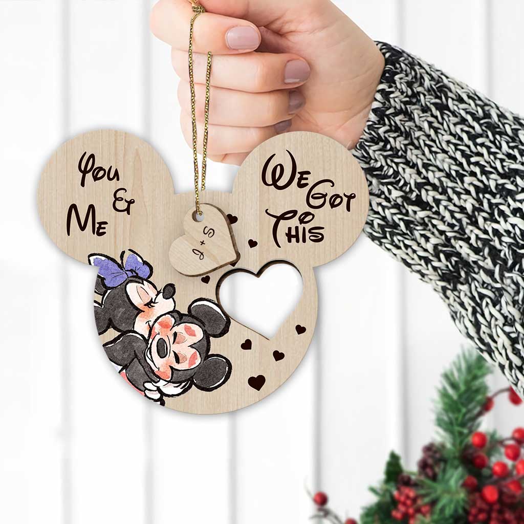 You And Me We Got This - Personalized Christmas Mouse Wooden Card Pop Out Ornament