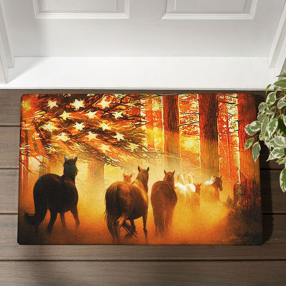 American Flag Horse Doormat 0523