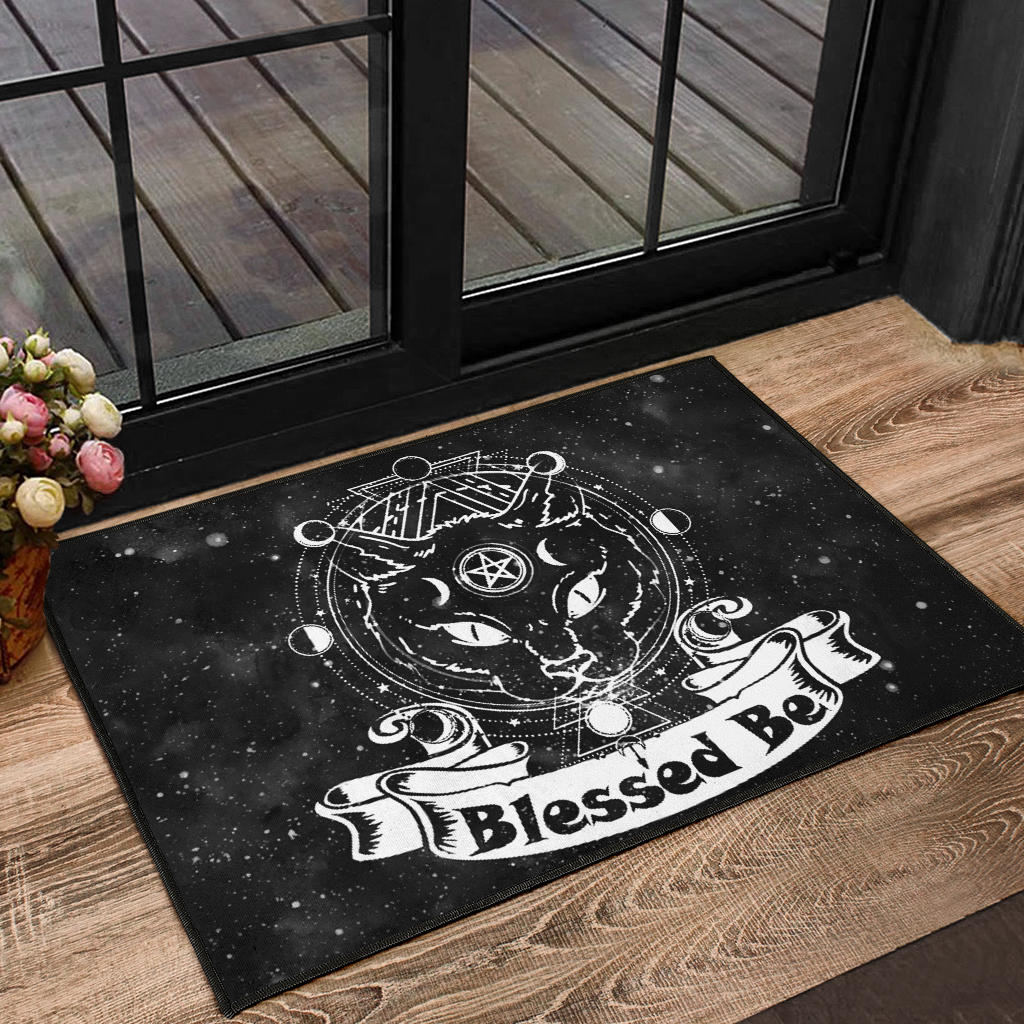 Wicca Occult Cat Blessed Be - Witch Doormat 0822