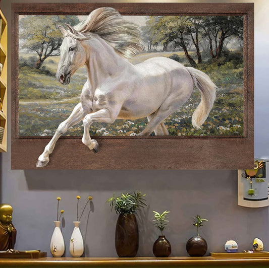 White Horse Horse Canvas And Poster 0523