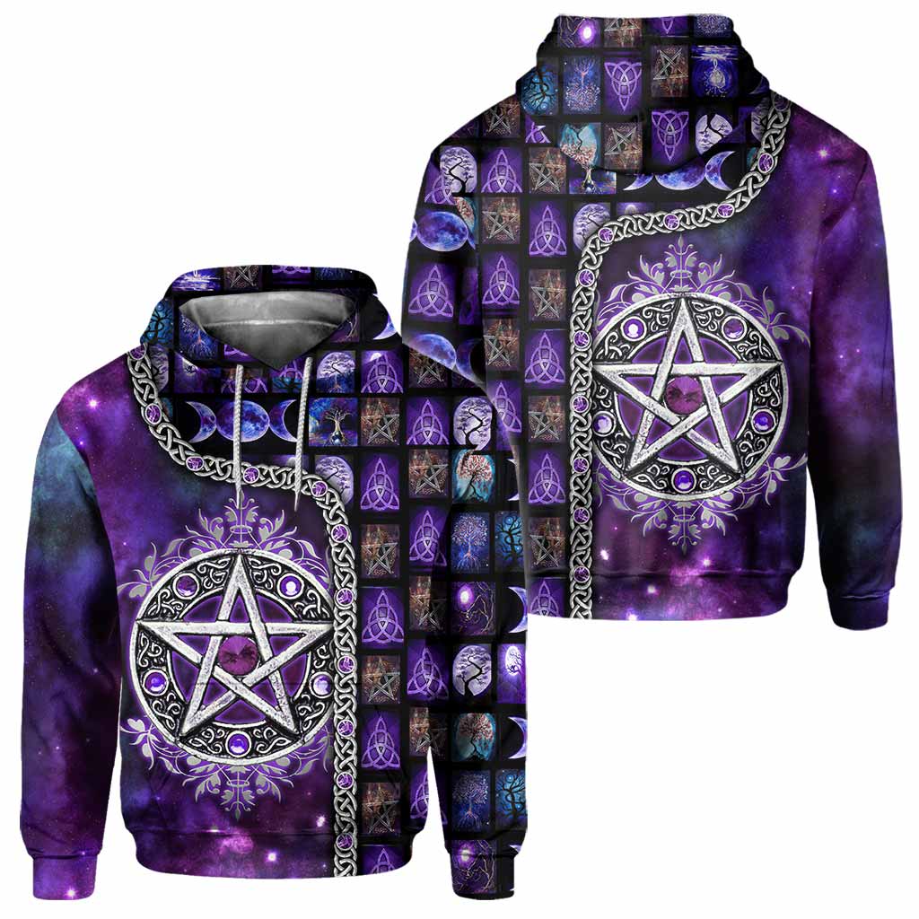 Witch Vibes Purple Pentagram All Over T-shirt and Hoodie