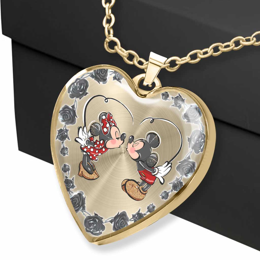 To My Wife - Personalized Couple Mouse Heart Pendant Necklace