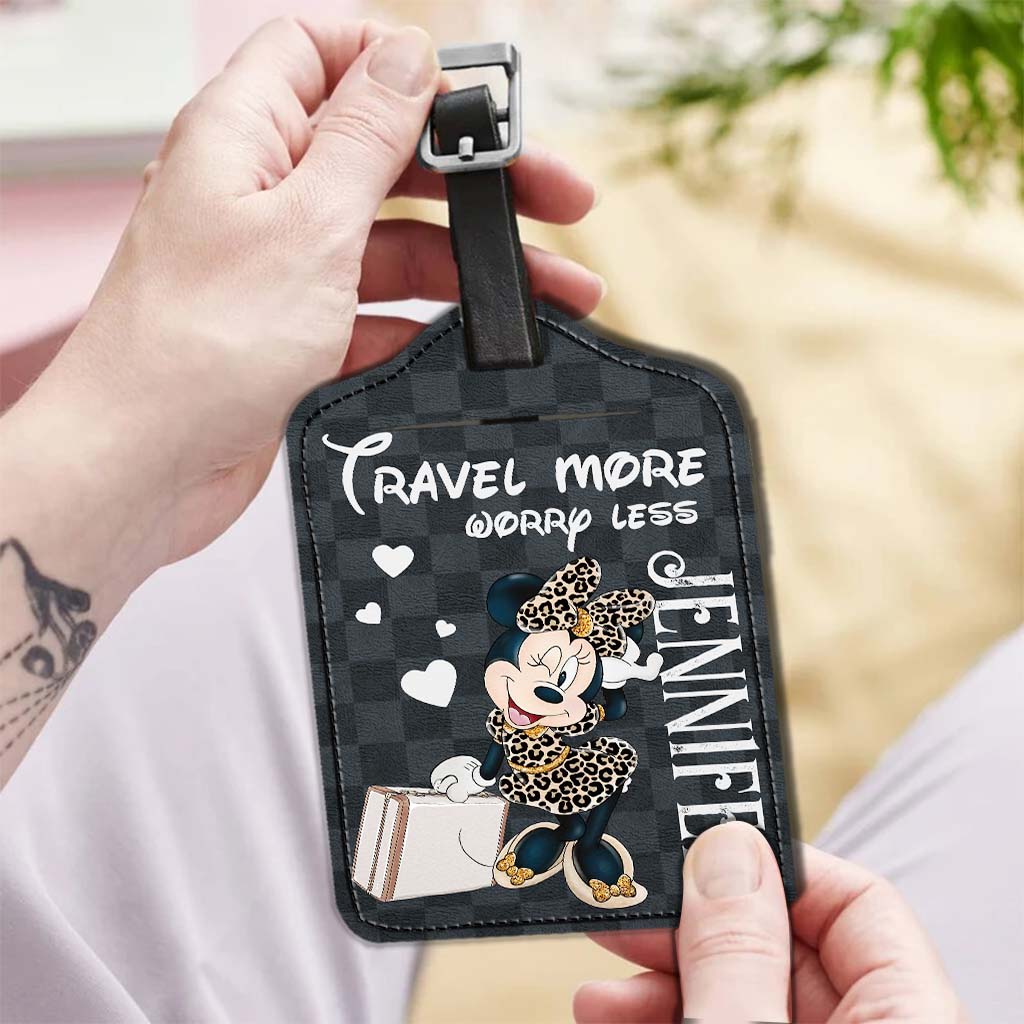 Travel More Worry Less - Personalized Mouse Leather Luggage Tag
