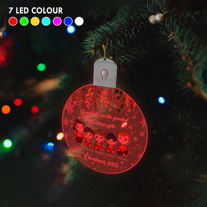 Grandkids Are The Greatest Christmas Gift - Personalized Grandma Round Led Acrylic Ornament