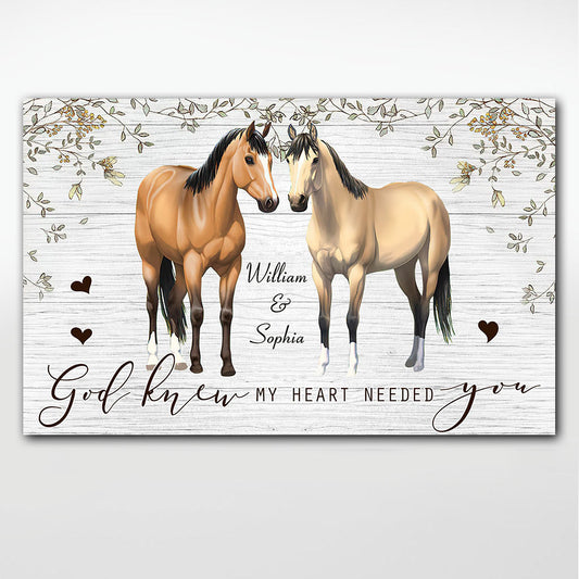 God Knew My Heart - Personalized Couple Horse Canvas And Poster