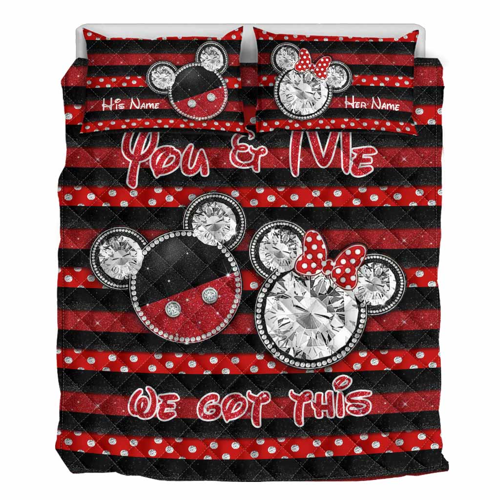 You And Me We Got This - Personalized Couple Mouse Quilt Set With 3D Pattern Print