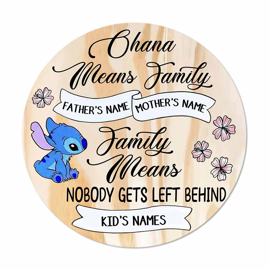 Ohana Means Family - Personalized Round Wood Sign