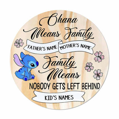 Ohana Means Family - Personalized Round Wood Sign