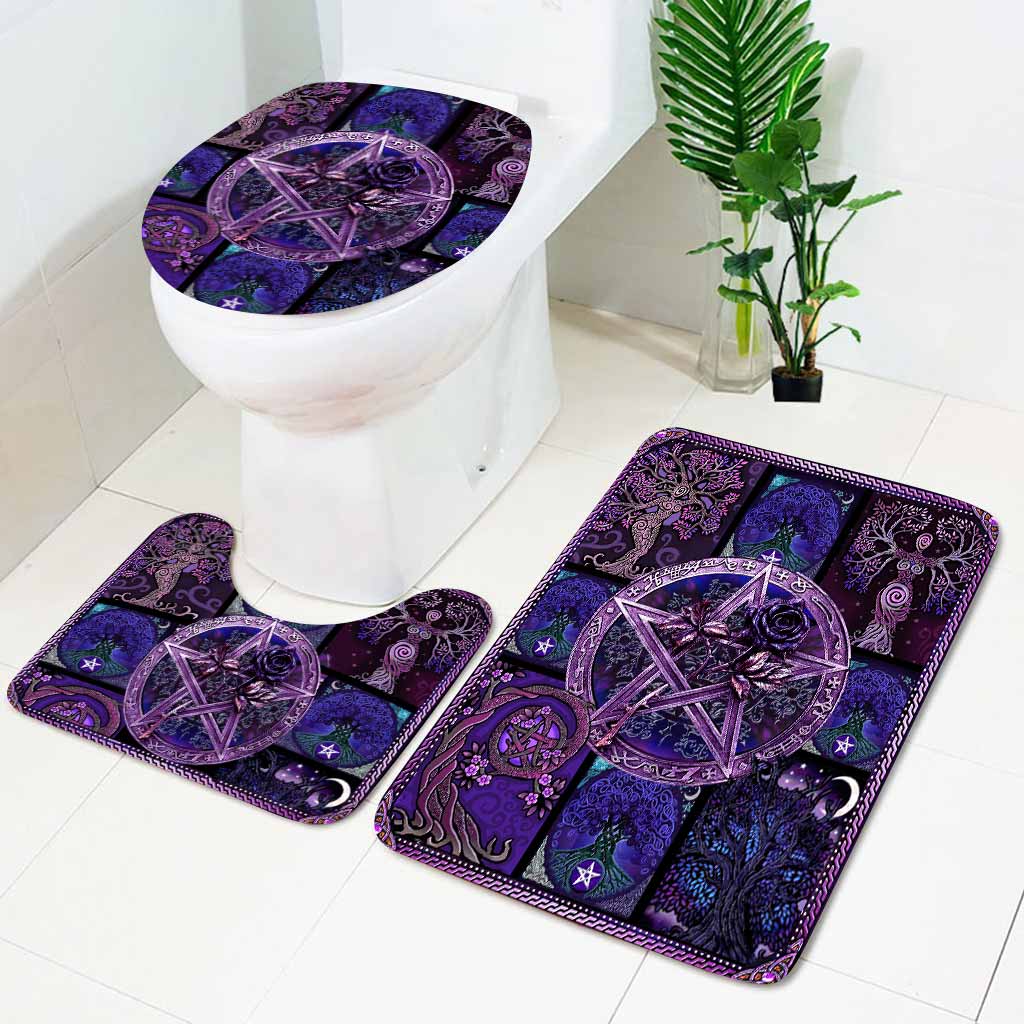 Witch Pentagram Roses - 3 Pieces Bathroom Mats Set