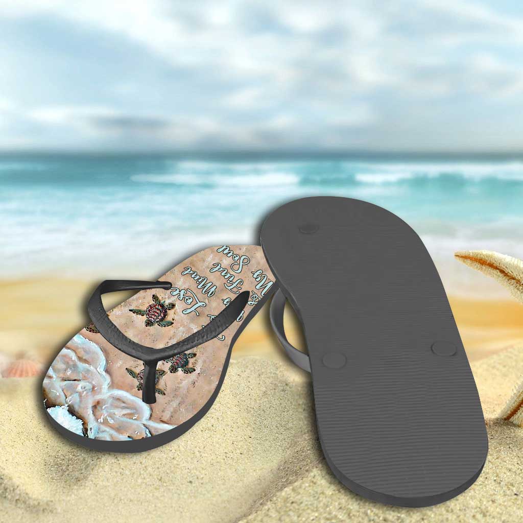 Into The Ocean I Go - Turtle Flip Flops