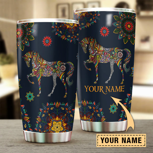 Floral Pattern Personalized Horse Tumbler 0523