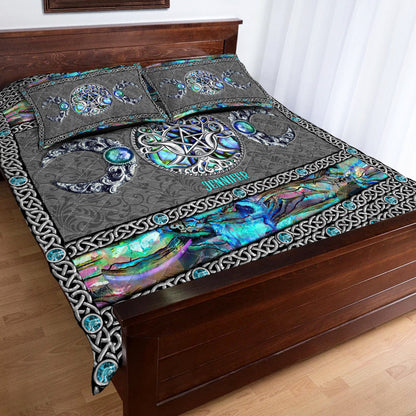 Mystery Spirit Triple Moon - Personalized Witch Quilt Set