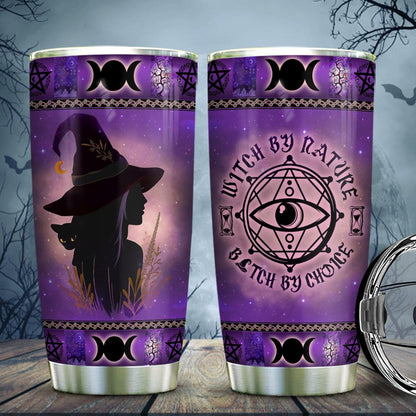 Purple Witch and Black Cat Choice - Witch Tumbler 0822