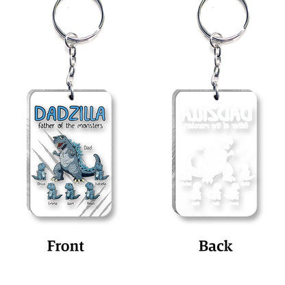 Dadzilla Father Of Monsters - Personalized Father Transparent Keychain